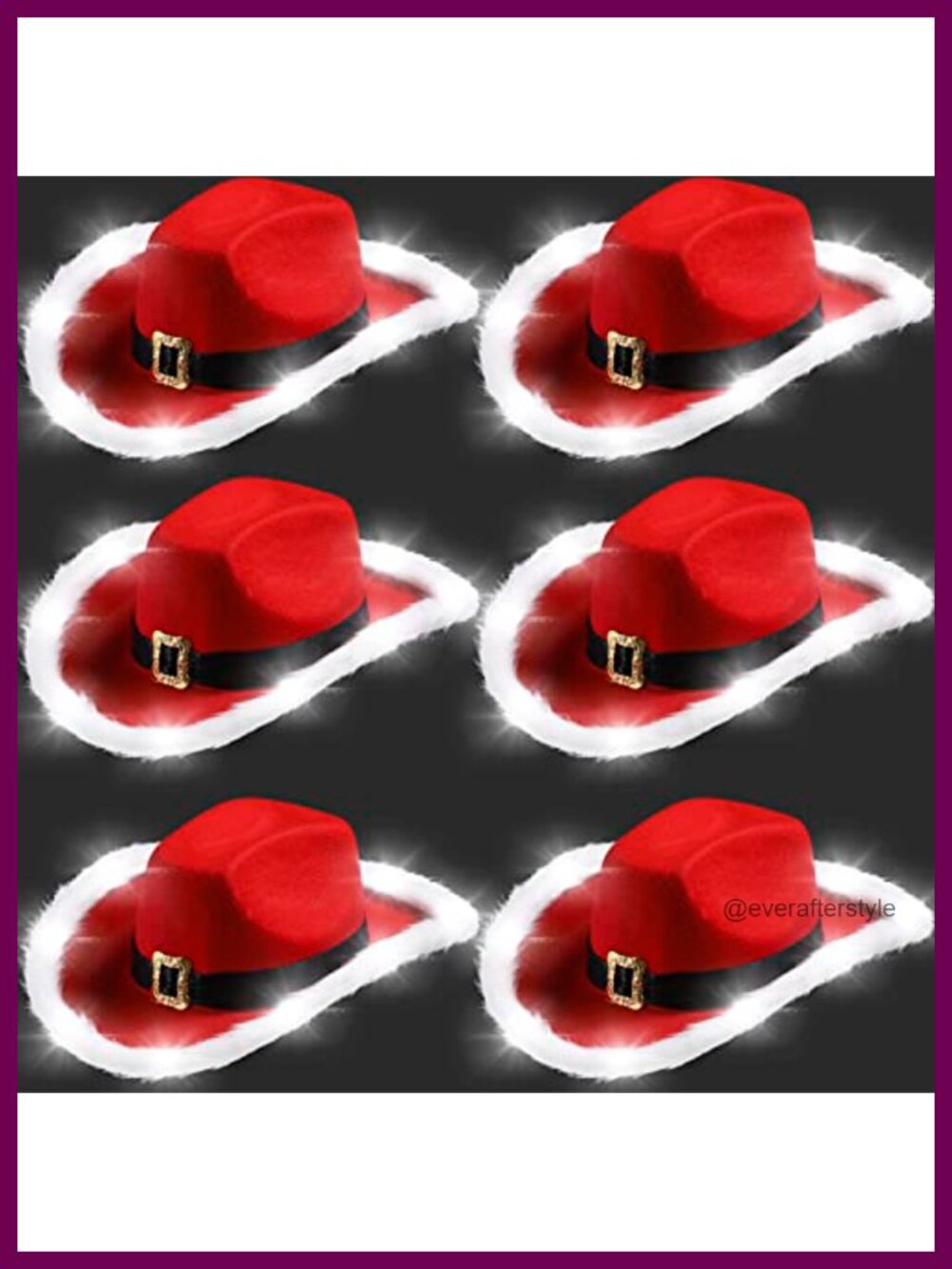 6 Pack Light Up Santa Cowboy Hats Set LED Christmas Western Costume Hats